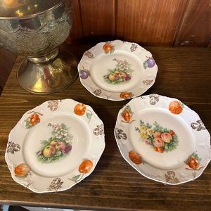 Vintage Hand painted Germany fruit plates, apple, peach, grapes